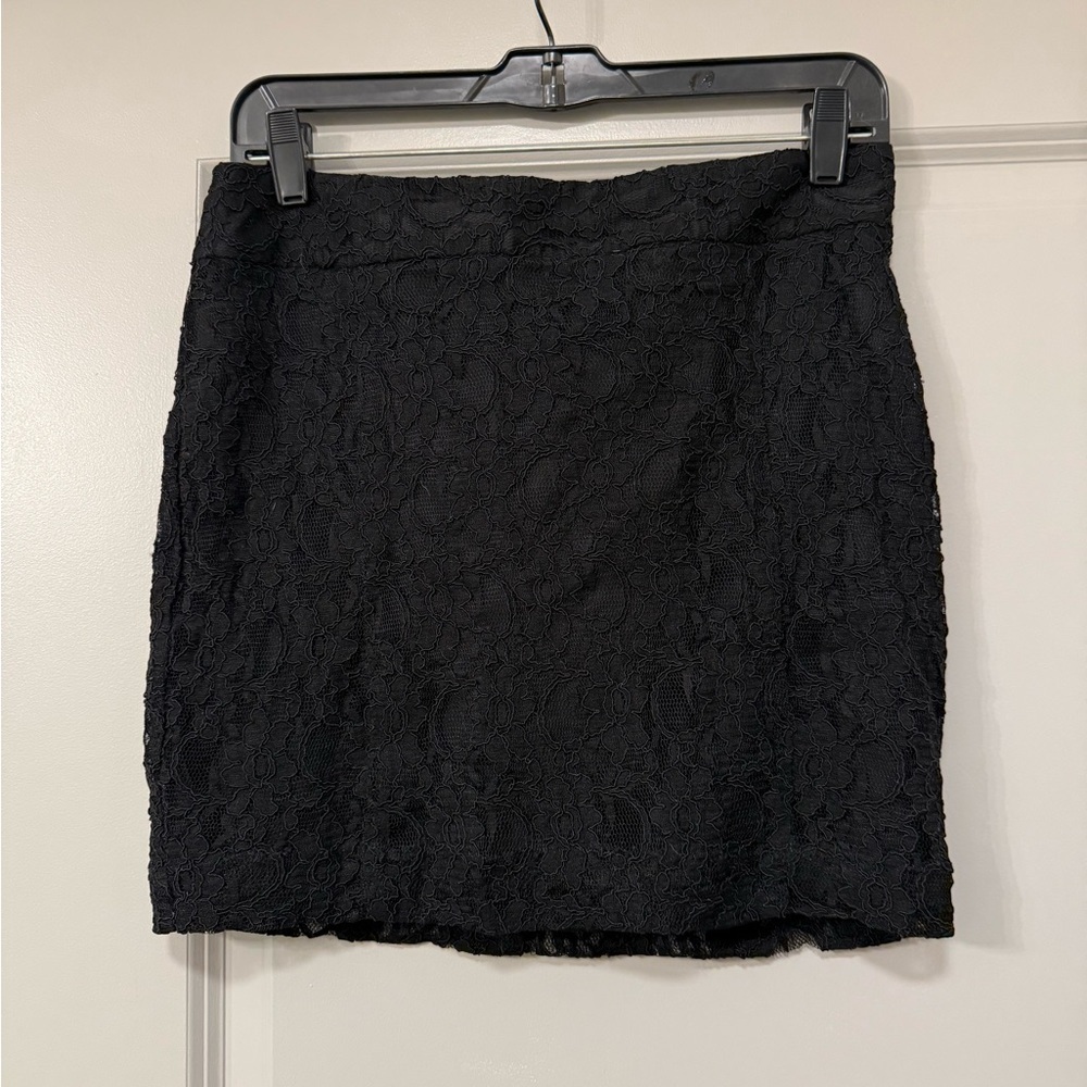 Express Black Floral Lace Mini Skirt Size 10 Lined